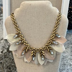 Vintage Stella dot birdie necklace gold petals chiffon leather reversible add on